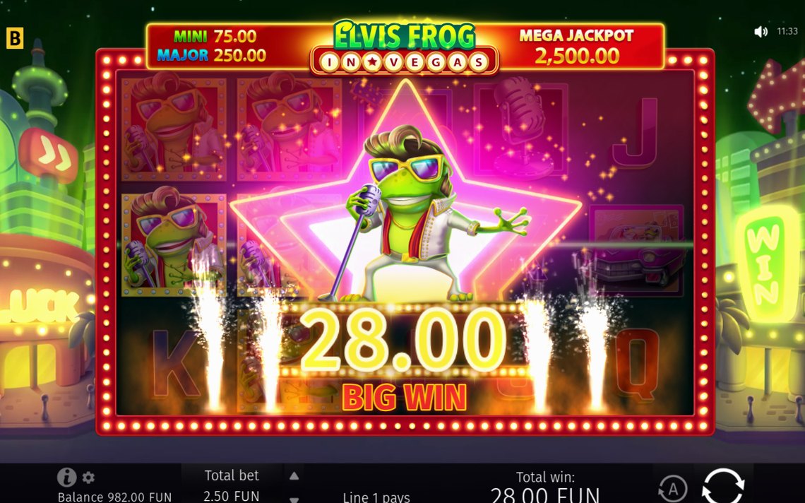 Win screen with the amount won on the paylines