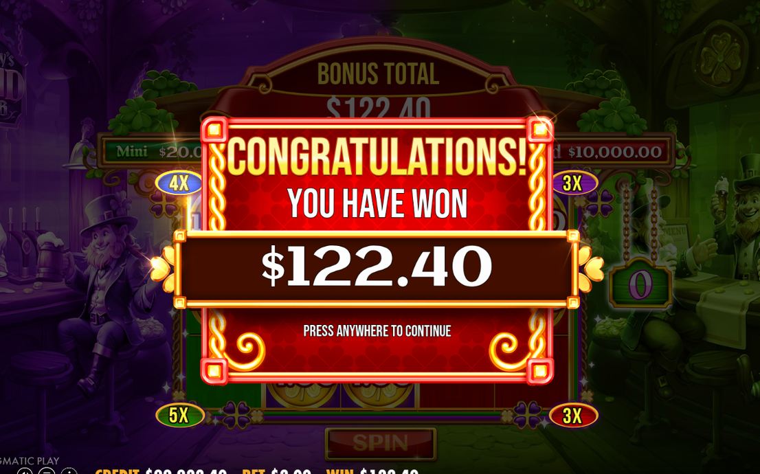 Win screen after the Pot Respin ends