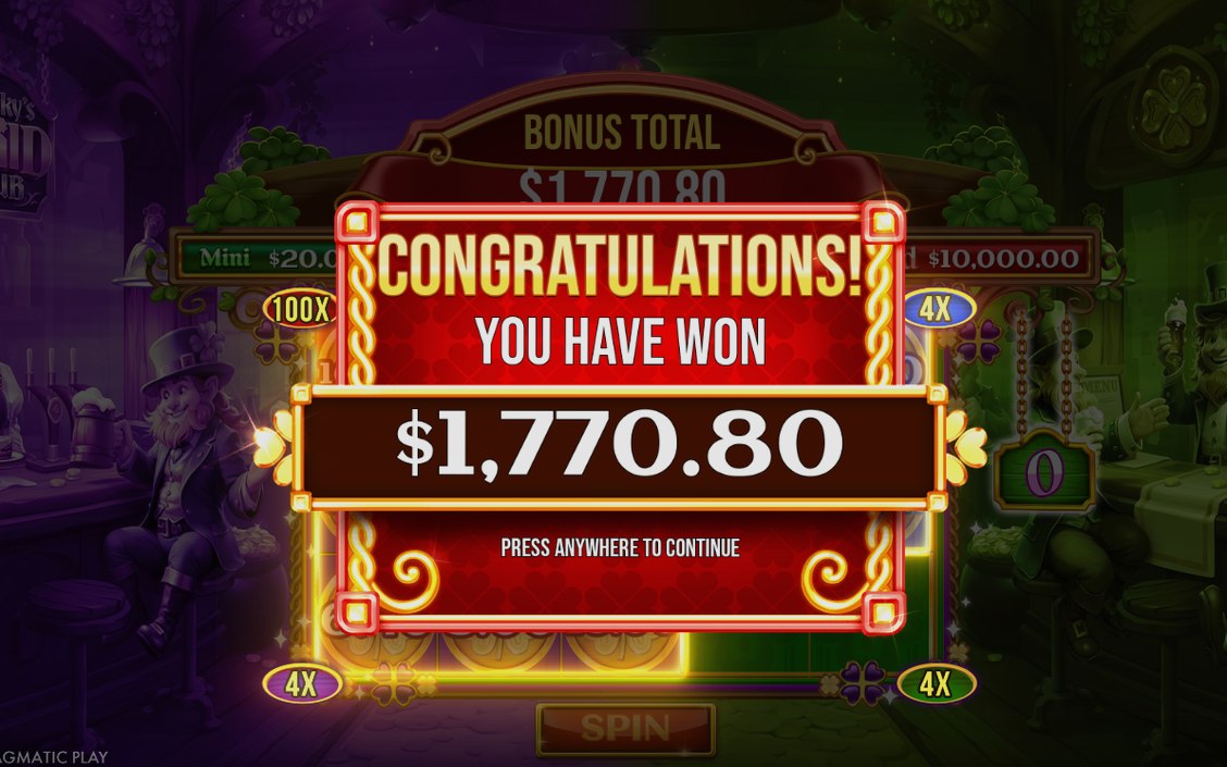 Win screen with a line win on the base grid