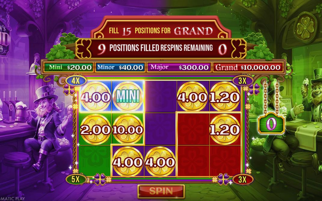 Respin grid with MONEY symbols and blank cells
