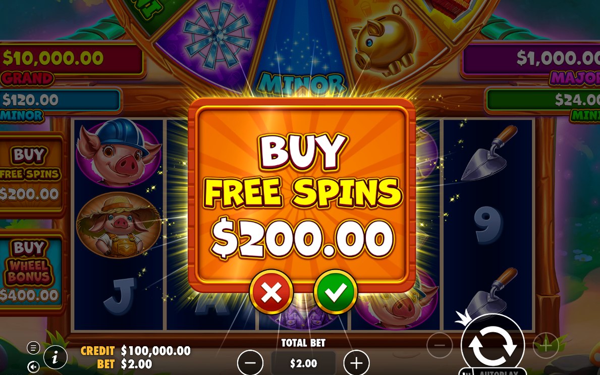 Free Spins round end with houses and a wolf